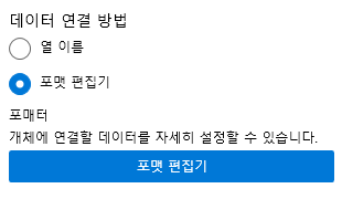 데이터 연결 - 포매터 유형 - 포매터 설정 영역 이미지